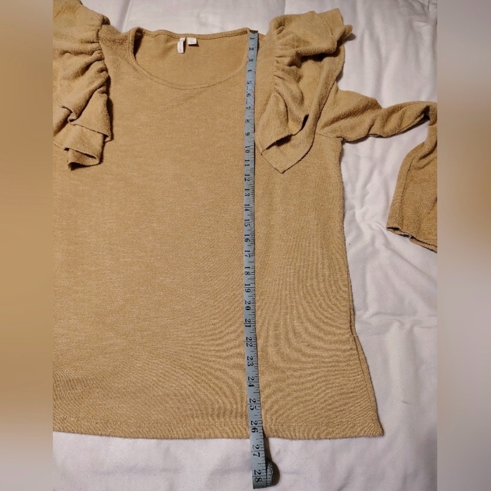 Cato Tan Ruffle Sleeve Long Sleeve Top - Picture 8 of 9